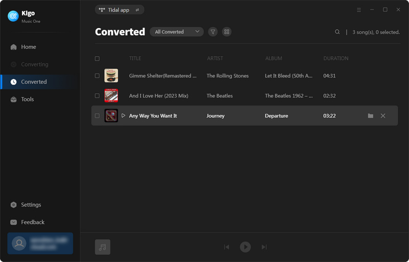 check converted Tidal music