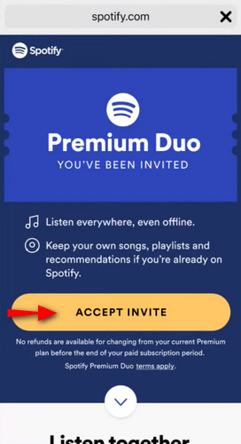 accept spotify duo invitation