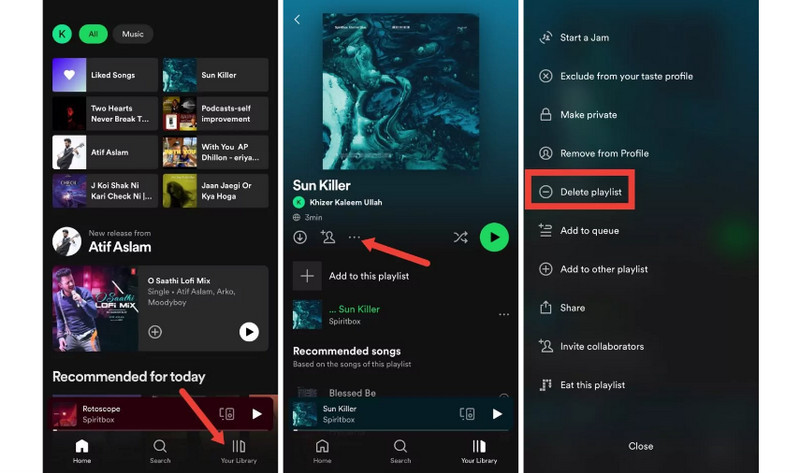 delete spotify playlist on mobile phone