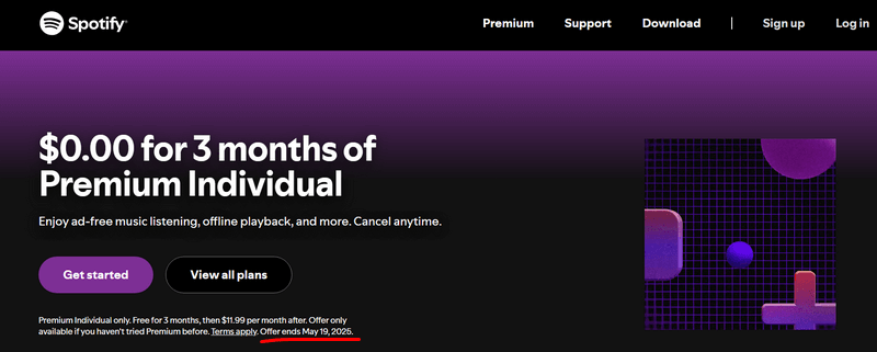 spotify premium free 3 months from spotify
