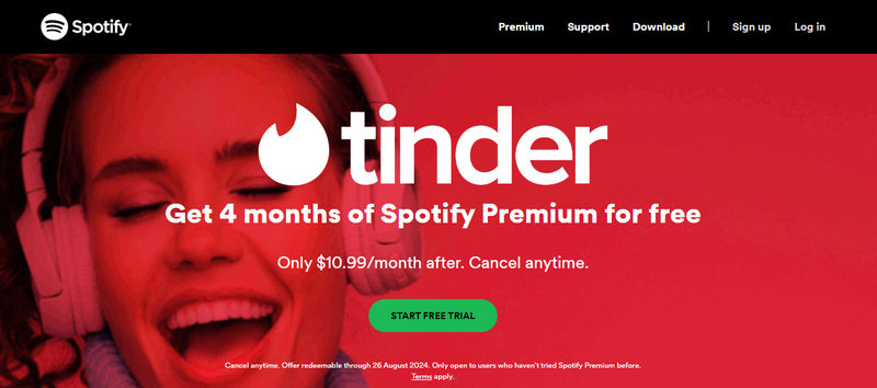spotify premium free 4 months tinder