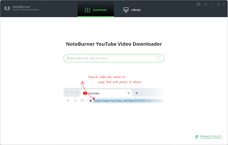 main interface of youtube video downloader