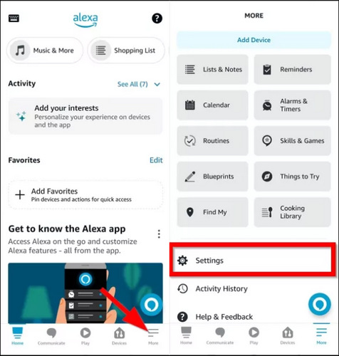 open alexa settings to connect spotify