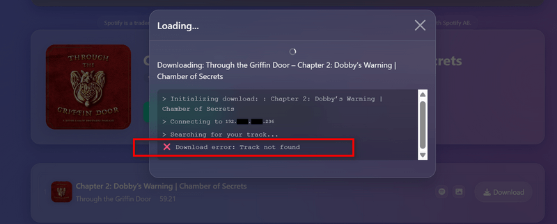 fail to dowload spotify podcast