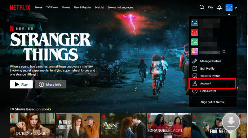 select account to change language on netflix