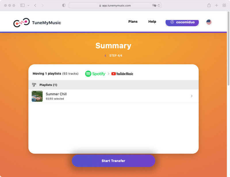 transfer spotify music to youtube with tunemymusic