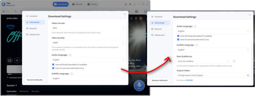 adjust download settings