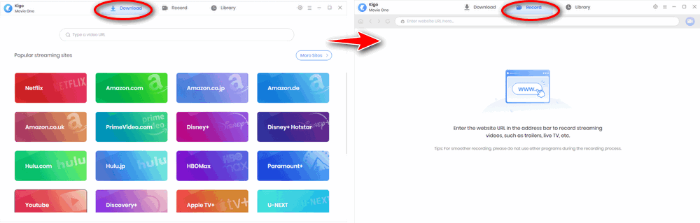 kigo live stream downloader interface