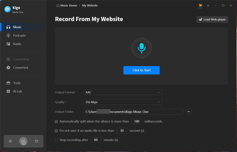 record youtube music