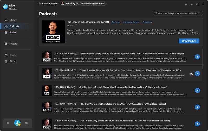 find podcast to download