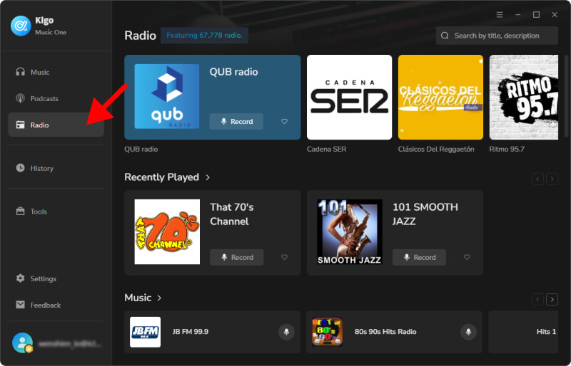 radio tab