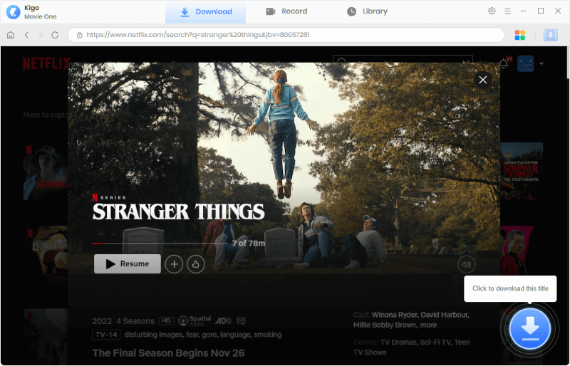 select to download netflix video