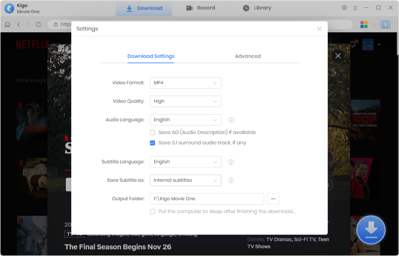 customize output settings you need