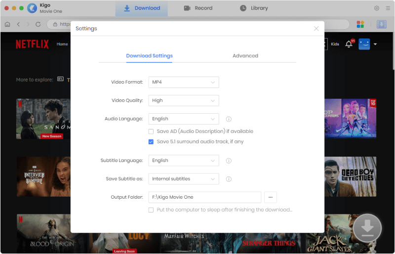 customize download settings for netflix movies