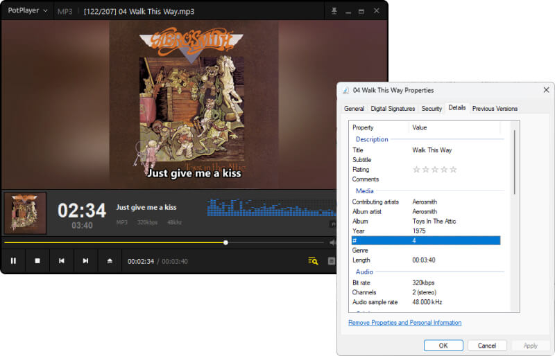 check the downloaded full ID3 tags
