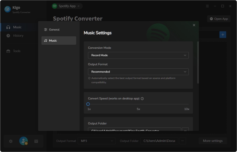 customize output settings to save lossless audio