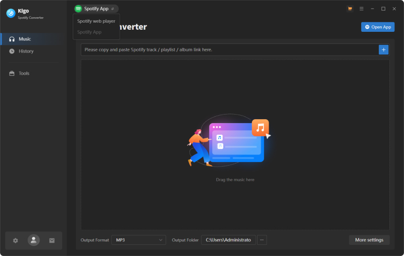 kigo spotify converter interface