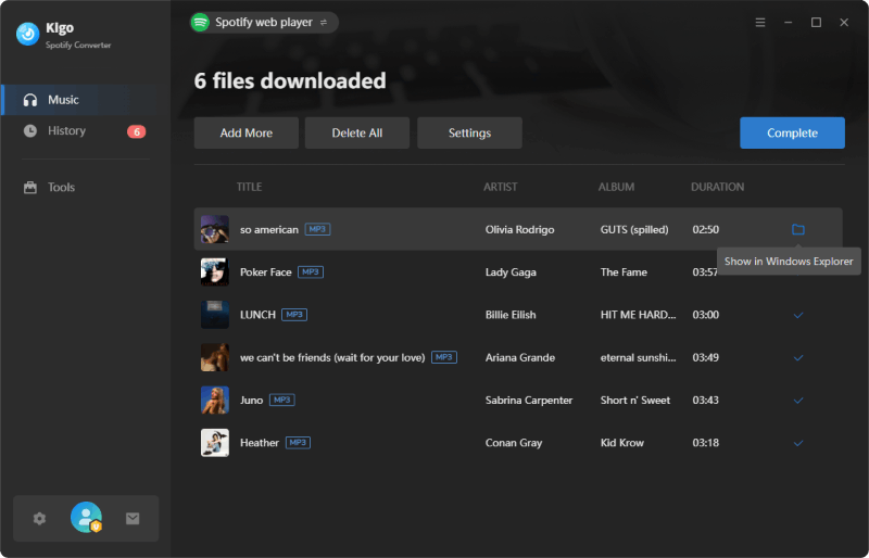 converted spotify songs