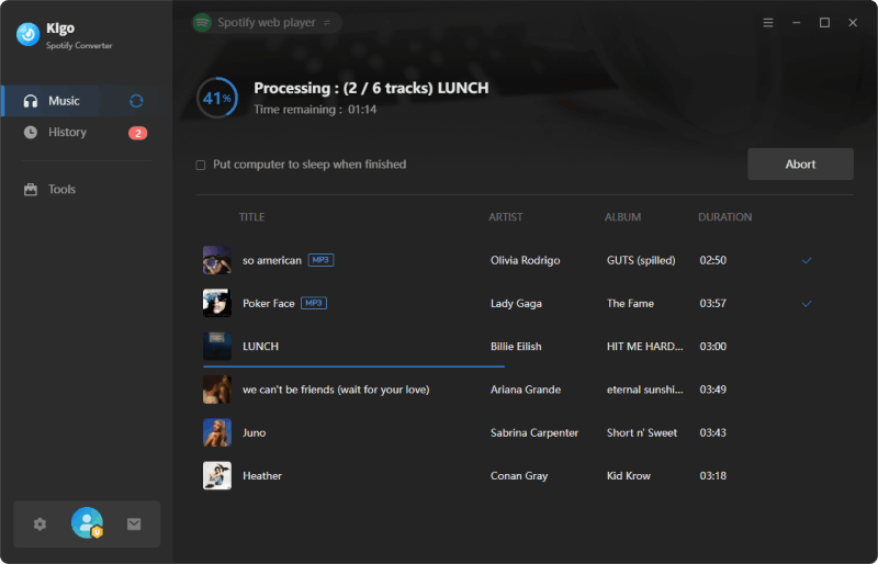 converting spotify songs