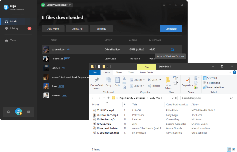 open downloaded spotify songs folder