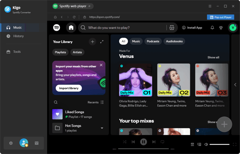 record from spotify web player