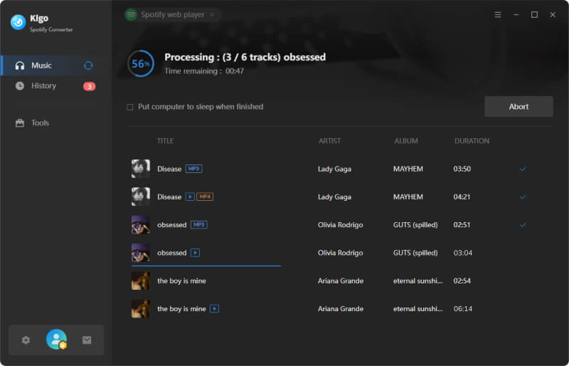 converting spotify music to mp4 and mp3
