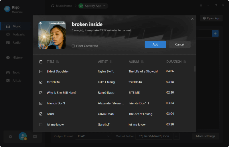 add spotify lossless songs